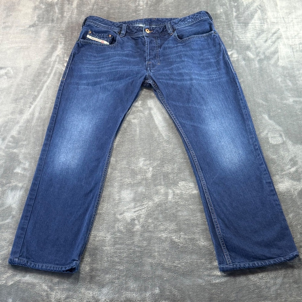 Diesel Zatiny Regular Bootcut Jeans Mens 34x28 Blue Wash 0818N Button Fly Cotton